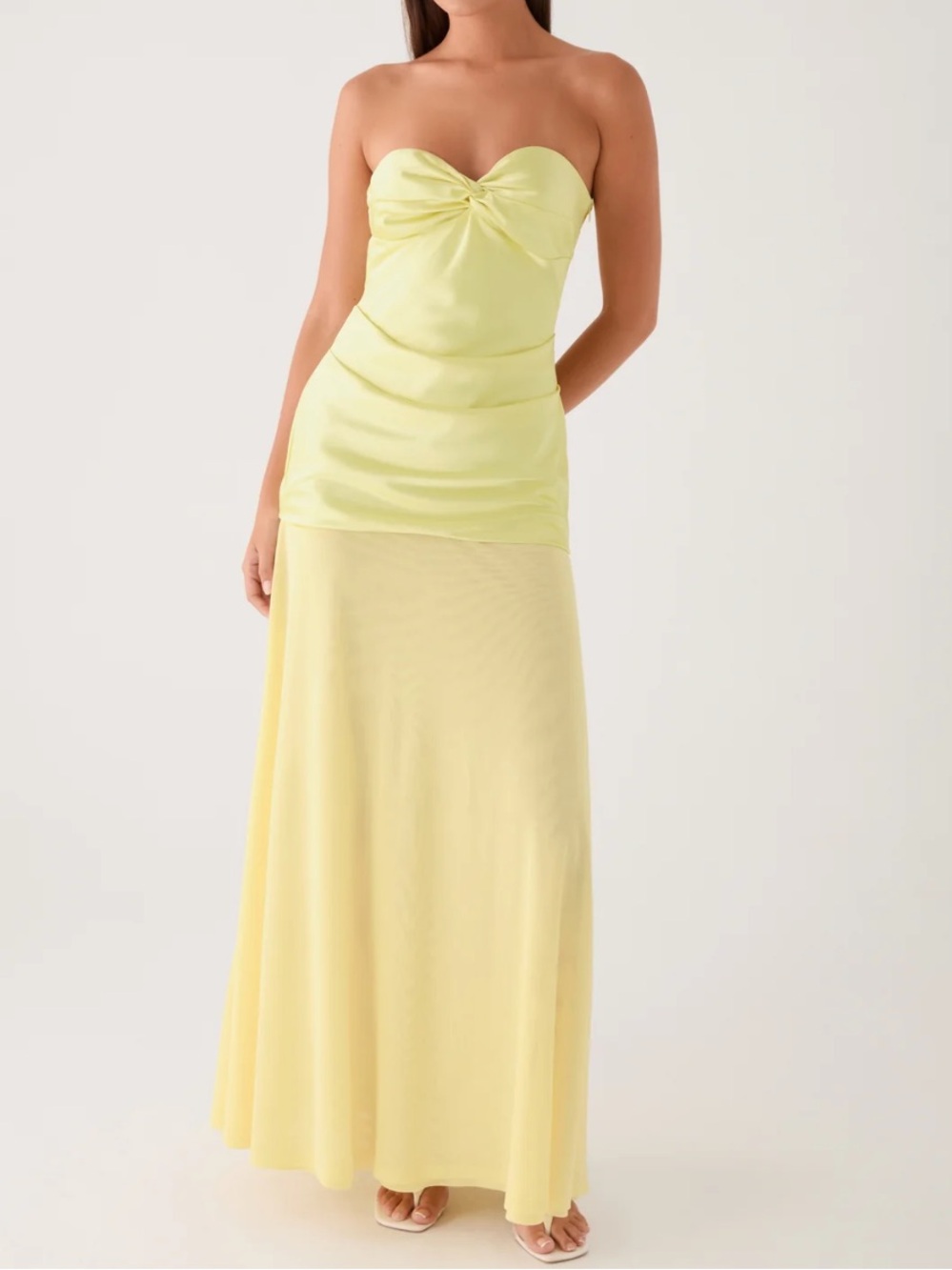 Peppermayo Strapless Butter Yellow Maxi Dress